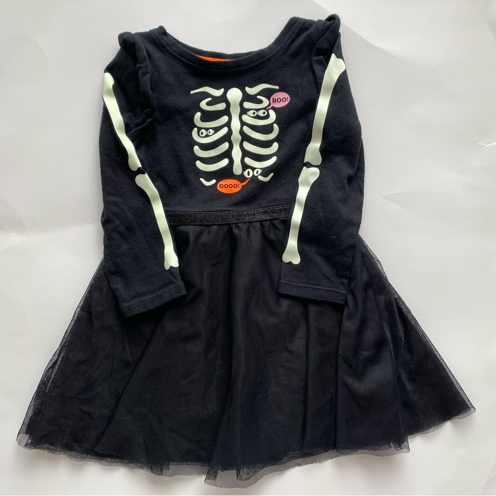 Skeleton Dress Glow In The Dark Color: Black/White Size: 2T Cat & Jac